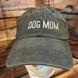 Dog Mom Embroidered Baseball Cap Hat Adult Adjustable Gray "DOG MOM"